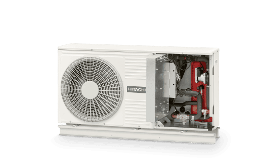 RASM 2 3VRE Right opened step 3 Hitachi Heatpump for Heating & Hot Water & Standard Heat Pump Unvented Cylinder