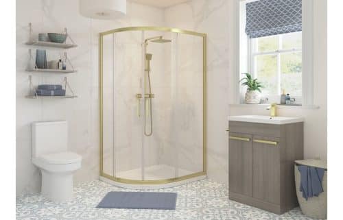 Forni 1200x800mm 2 Door Offset Quadrant - Brushed Brass