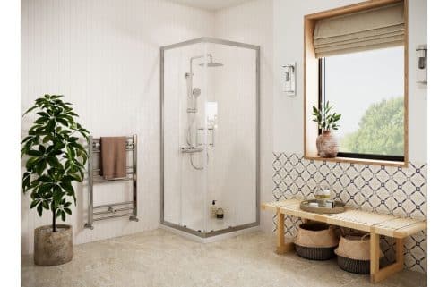 Forni Easy-Fit 760mm Corner Entry Door & 45mm Tray Pack - Chrome