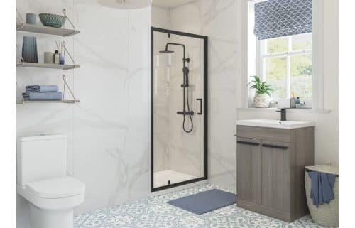 Forni 760mm Pivot Door - Matt Black