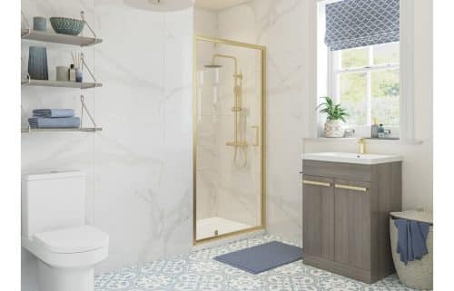 Forni 900mm Pivot Door - Brushed Brass