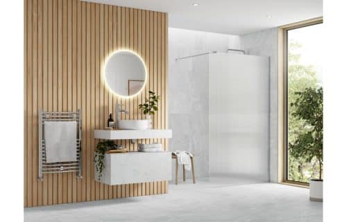 Montasio 1000mm Fluted Wetroom Panel & Support Bar - Chrome