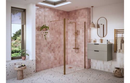 Montasio Optional 1950x300x8mm Rotatable Wetroom Panel (Full Hinge) - Brushed Bronze