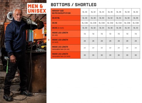 Size Chart Bottoms Short Leg Herock Dagan Trouserss Short Leg Black