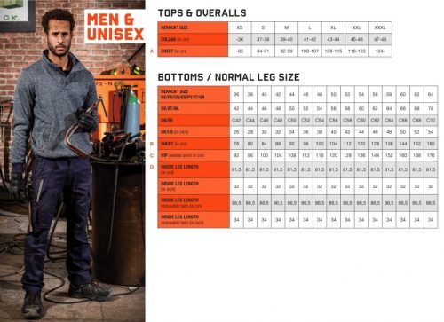 Size Chart Tops and Bottoms normal Herock Dagan Trouserss Grey