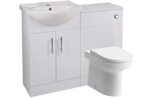Kasai 560mm Basin Unit & WC Unit Pack - White Gloss