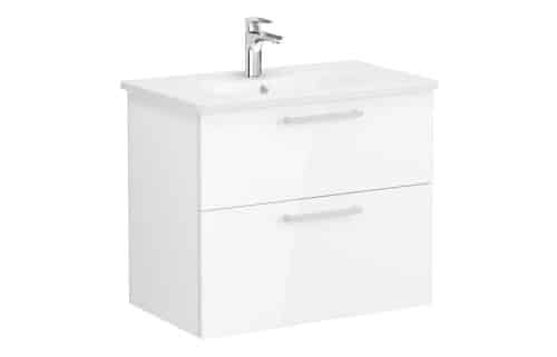 VitrA Zentrum 80cm 2 Drawer W/H Washbasin Unit - High Gloss White