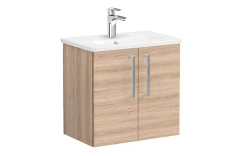 VitrA Zentrum Compact 60cm 2 Door W/H Washbasin Unit - Natural Oak