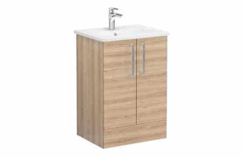 VitrA Zentrum 60cm 2 Drawer F/S Washbasin Unit - Natural Oak