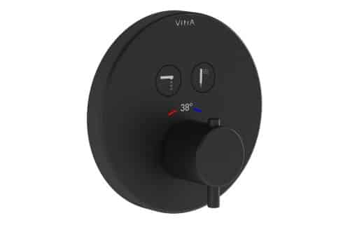 VitrA Aquacontrol Round Concealed Thermostatic 2-Way Bath Mixer - Matt Black