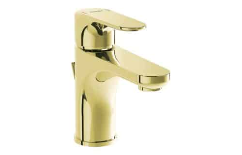 VitrA Root Round Compact Basin Mixer w/Waste Lever - Soft Gold