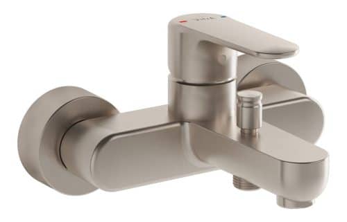 VitrA Root Round Wall Mounted Bath/Shower Mixer - Brushed Nickel