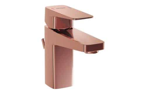 VitrA Root Square Compact Basin Mixer w/Waste Lever - Soft Copper