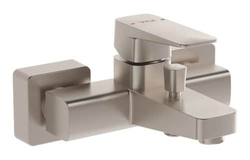 VitrA Root Square Wall Mounted Bath/Shower Mixer - Brushed Nickel