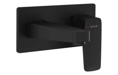 VitrA Root Square Wall Mounted Basin Mixer - Matt Black