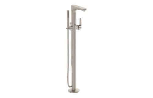 VitrA Root Round Floor Standing Bath/Shower Mixer - Brushed Nickel