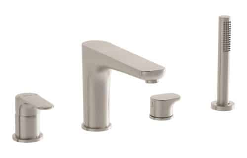 VitrA Root Round 4-Hole Bath/Shower Mixer - Brushed Nickel