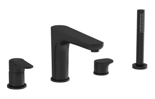 VitrA Root Round 4-Hole Bath/Shower Mixer - Matt Black