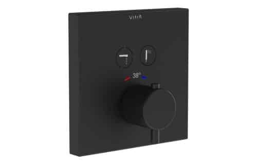 VitrA Aquacontrol Square Concealed Thermostatic 2-Way Bath Mixer - Matt Black