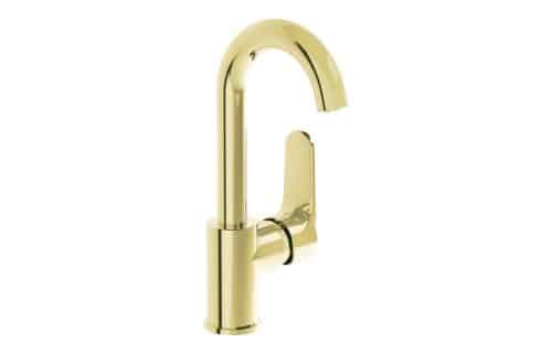 VitrA Root Round Swivel Basin Mixer - Soft Gold