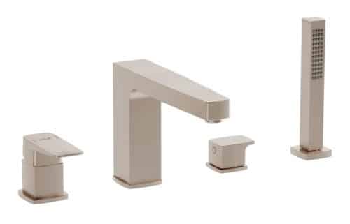 VitrA Root Square 4-Hole Bath/Shower Mixer - Brushed Nickel