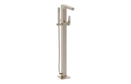 VitrA Root Square Floor Standing Bath/Shower Mixer - Brushed Nickel