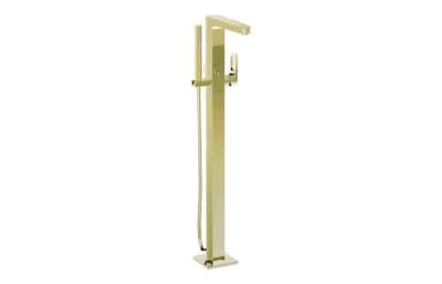 VitrA Root Square Floor Standing Bath/Shower Mixer - Soft Gold