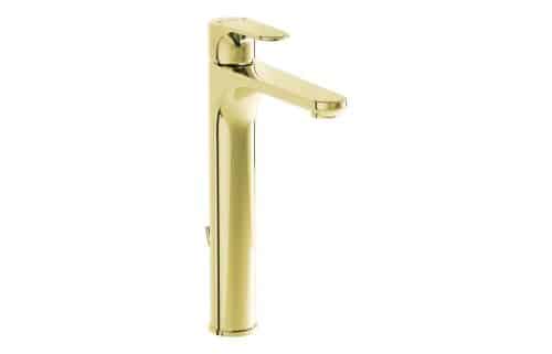 VitrA Root Round Tall Basin Mixer w/Waste Lever - Soft Gold