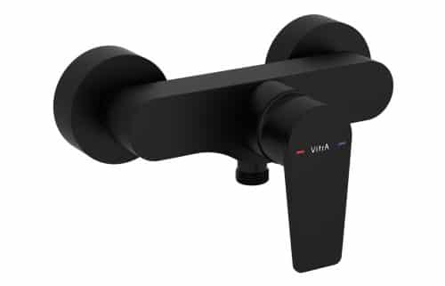 VitrA Flow Square Wall Mounted Shower Mixer - Matt Black
