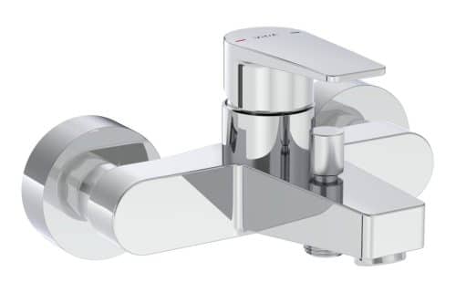 VitrA Root Square Wall Mounted Monohole Bath/Shower Mixer - Brushed Nickel
