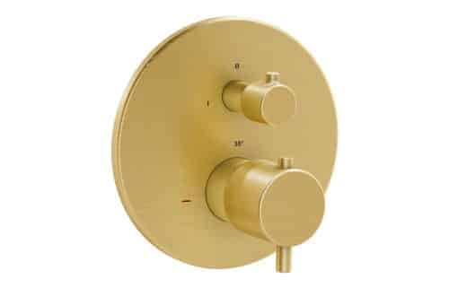VitrA Root Round Integrated Thermostatic Bath/Shower Mixer Valve - Brushed Gold