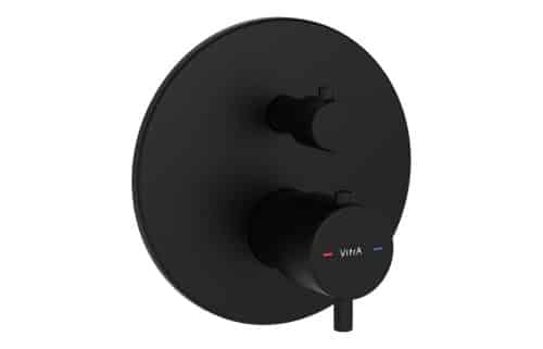 VitrA Root Round Integrated Thermostatic Bath/Shower Mixer Valve - Matt Black