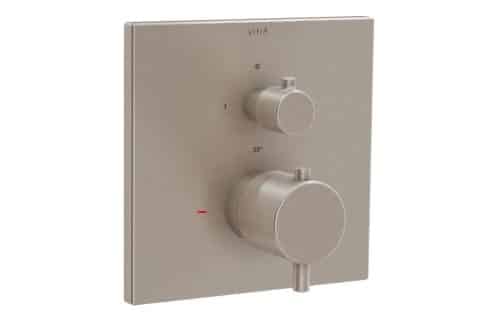 VitrA Root Square Integrated Thermostatic 2-Way Shower Mixer Valve - Brushed Nickel