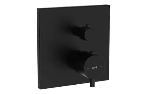 VitrA Root Square Integrated Thermostatic 2-Way Shower Mixer Valve - Matt Black