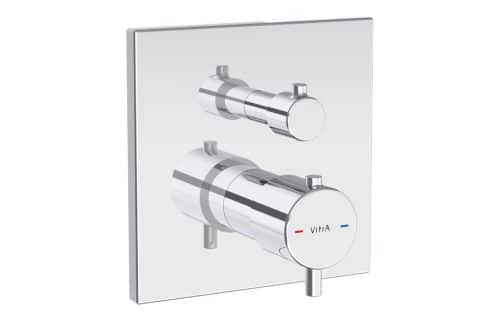 VitrA Root Square Integrated Thermostatic 2-Way Shower Mixer Valve - Chrome