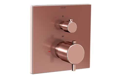 VitrA Root Square Integrated Thermostatic 1-Way Shower Mixer Valve - Soft Copper
