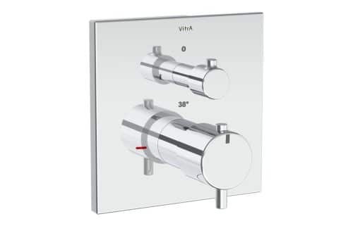 VitrA Root Square Integrated Thermostatic 1-Way Shower Mixer Valve - Chrome