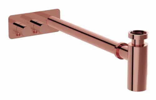 VitrA Bottle Trap for Basins w/Isolation Taps (Asymmetric) - Soft Copper