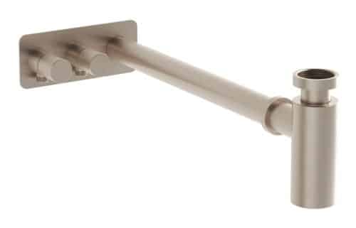 VitrA Bottle Trap for Basins w/Isolation Taps (Asymmetric) - Brushed Nickel