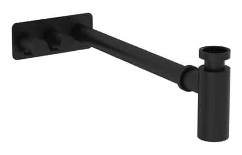 VitrA Bottle Trap for Basins w/Isolation Taps (Asymmetric) - Matt Black