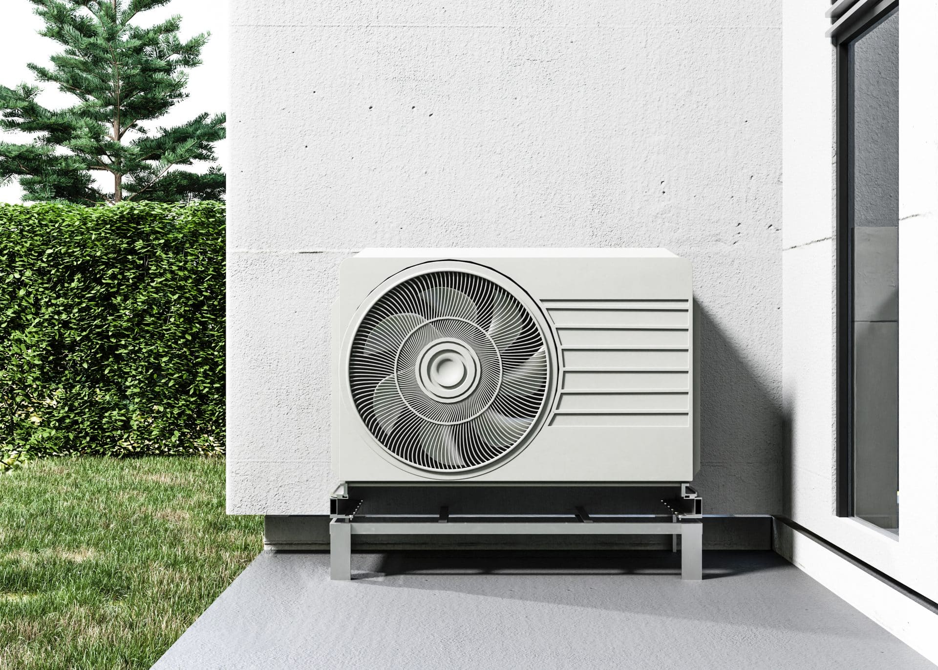 close up heat pump outside home 1 <strong>How Do Air Source Heat Pumps Work In Winter?</strong>
