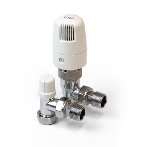 i-Therm Thermostatic Radiator Valve & Lockshield 15mm Angled