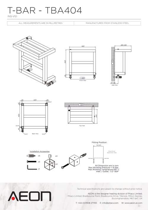 t bar TBA404 technical T-BAR